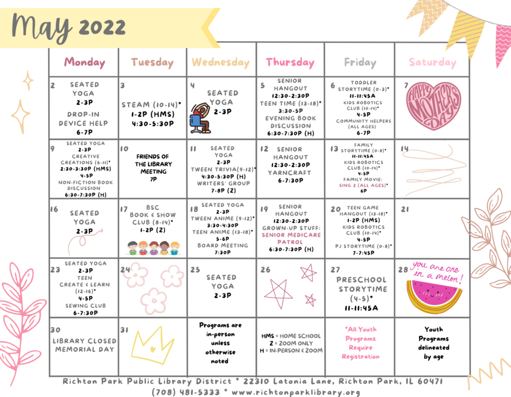 May Program Calendar