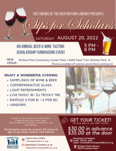 Flyer for the event with pictures of wine bottles on it. Flyer information is included in article.