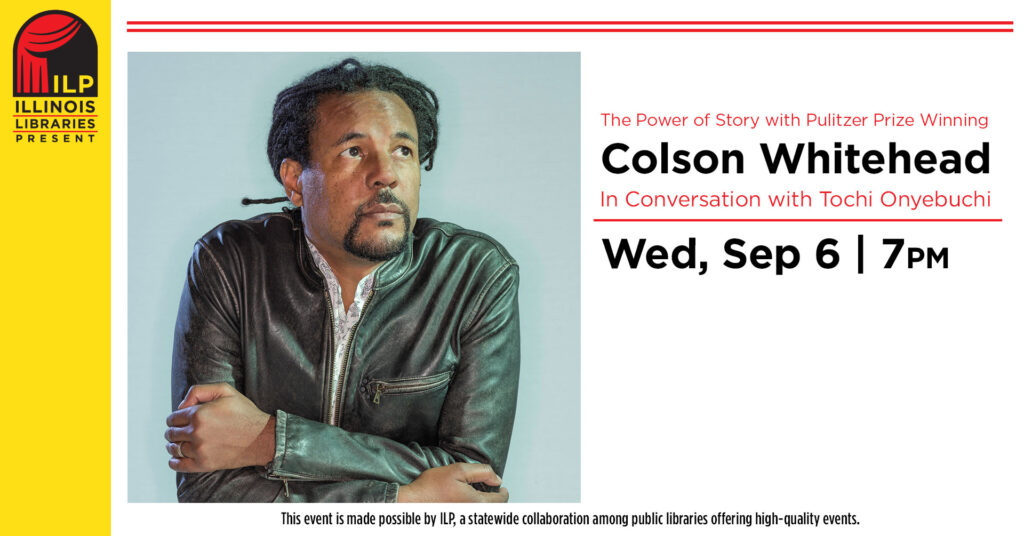 Photo of Colson Whitehead with program information